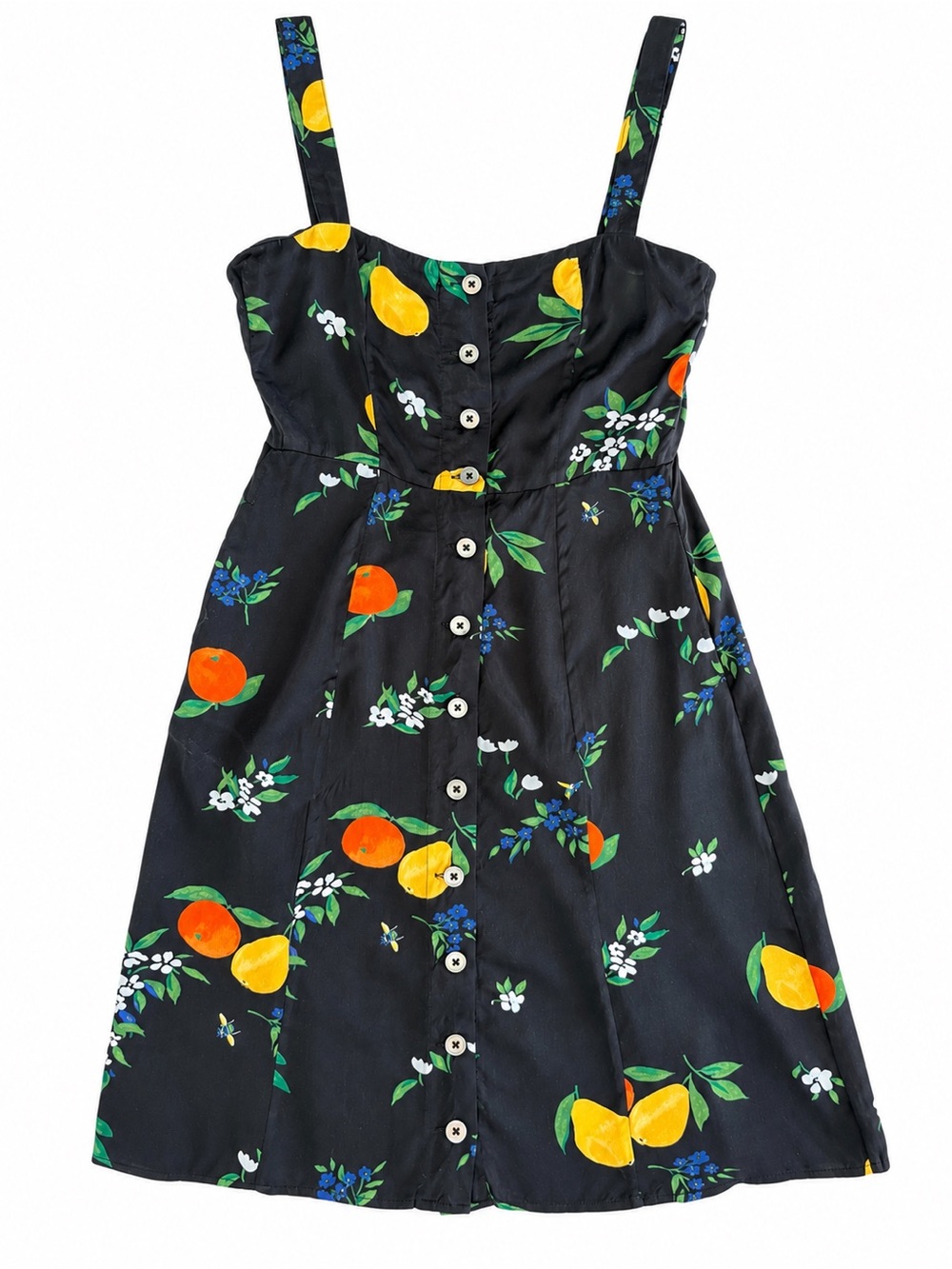 Capulet Black Citrus Floral Button Front Mini Dress XS